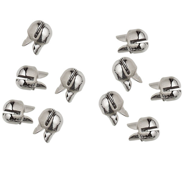 Crimp, Bulldog Crimp™, gunmetal-plated "pewter" (zinc-based alloy), 7x6mm. Sold per pkg of 10. image number 0