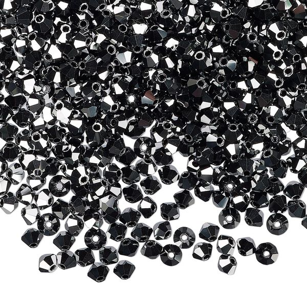 Bead 1440pk jet hematite 2X, Preciosa Czech crystal 3mm bicone image number 0