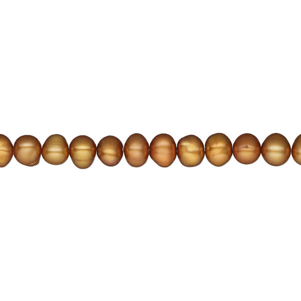 Pearl, cultured freshwater (dyed), saffron, 4-5mm semi-round, C- grade, Mohs hardness 2-1/2 to 4. Sold per 16-inch strand. image number 0