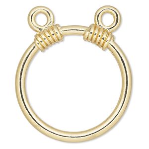 Eyeglass loop, gold-finished "pewter" (zinc-based alloy), 38mm round with 8.5mm loop and (2) 3.5mm holes. Sold per pkg of 4.