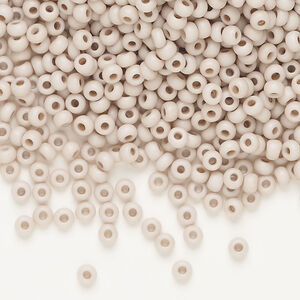 Seed bead, Preciosa Ornela Czech glass, 1pkg500g, 2.8-3.2mm rocaille, opaque matte terra dyed taupe rose chalkwhite (06473)