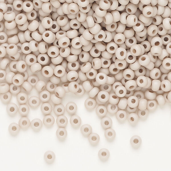 Seed bead, Preciosa Ornela Czech glass, 1pkg500g, 2.8-3.2mm rocaille, opaque matte terra dyed taupe rose chalkwhite (06473) image number 0