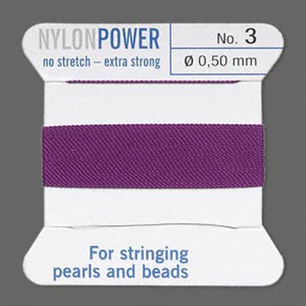 Thread, Griffin, nylon, amethyst purple, size #3. Sold per 2-meter card (approximately 78 inches). image number 0