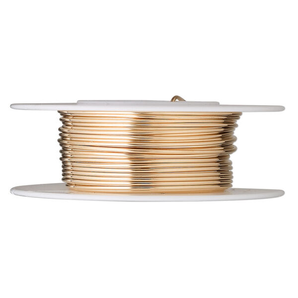 Wire, 14Kt gold-filled, full-hard, round, 20 gauge. Sold per pkg of 5 feet. image number 0