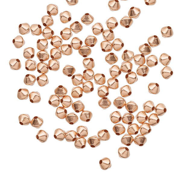 Bead, copper, 3mm bicone. Sold per pkg of 100. image number 0