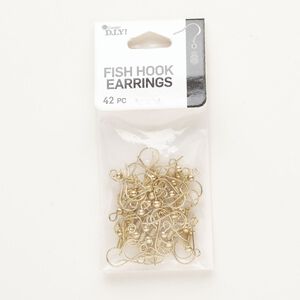 Ear wire fishhook 1pkg42, 19mm / 4mm coil / 3mm ball, 21 gauge gold-finished steel 21 pair