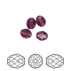 Bead 4pk amethyst, Crystal Passions® 7x6mm olive briolette 5044