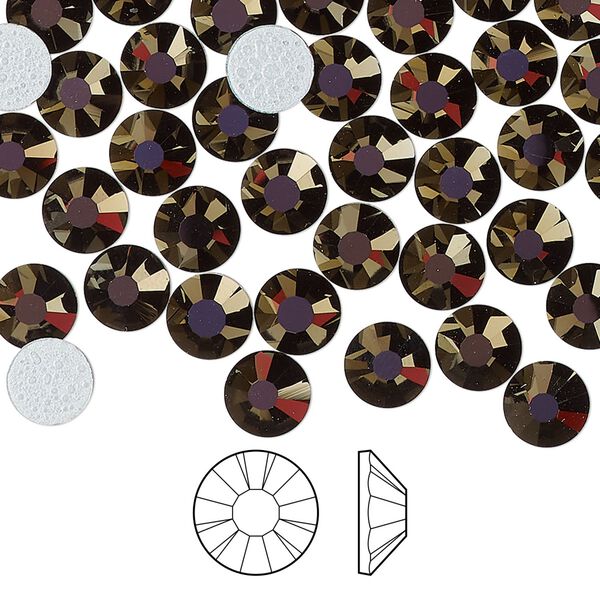 Flat back 288pk jet odyssey foil back, Preciosa MAXIMA Czech crystal hotfix rhinestone 6.3-6.5mm chaton rose round SS30 image number 0