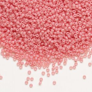 Seed bead, Miyuki, glass, pkg/250g, #15 rocaille, Duracoat® opaque outside dyed guava, (RR-4465).