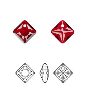 Drop 2pk Siam, Crystal Passions® 11.5mm pendant princess cut 6431