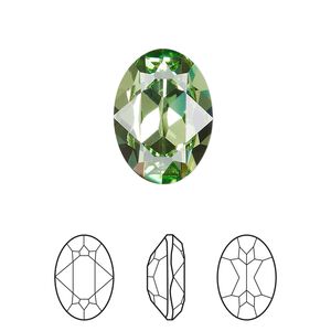 Fancy stone 1pk peridot foil back, Crystal Passions® Regenerated 18x13mm oval 4120