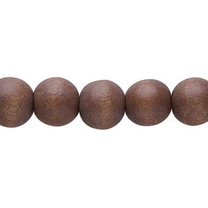 Bead, wood (dyed / waxed), mocha brown, 10mm round with 1.4-2.5mm hole. Sold per 15" to 16" strand.