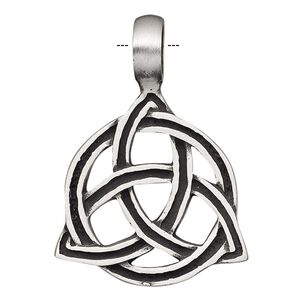 Pendant, antiqued pewter (tin-based alloy), 40x29mm single-sided Celtic knot. Sold individually.