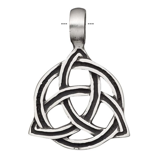 Pendant, antiqued pewter (tin-based alloy), 40x29mm single-sided Celtic knot. Sold individually. image number 0