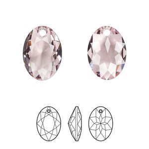 Drop 1pk light amethyst, Crystal Passions® 16mm pendant elliptic cut 6438