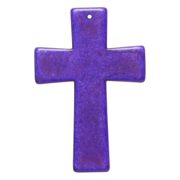 "Magnesite" / resin 1pkg1, top-drilled cross focal purple 60x40mm image number 0