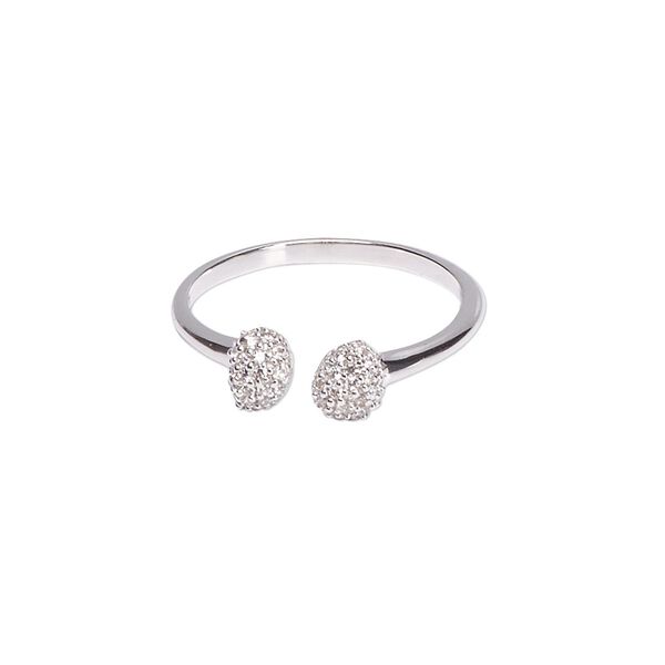 Ring, Create Compliments®, cubic zirconia and rhodium-plated sterling silver, clear, 6mm wide with freeform, size 8. Sold individually. image number 0