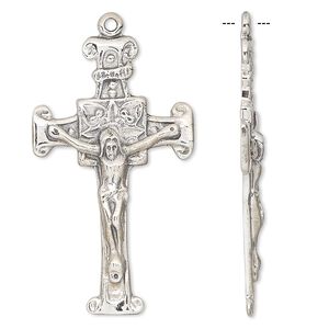 Focal, antiqued sterling silver, 38x22mm crucifix. Sold individually.
