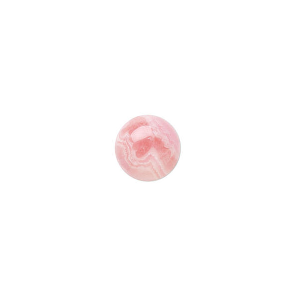 Cabochon, rhodochrosite (natural), 8mm calibrated round, B grade, Mohs hardness 3-1/2 to 4-1/2. Sold per pkg of 2. image number 0