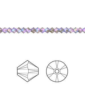 Bead 144pk black diamond shimmer 2X, Crystal Passions® 3mm bicone 5328