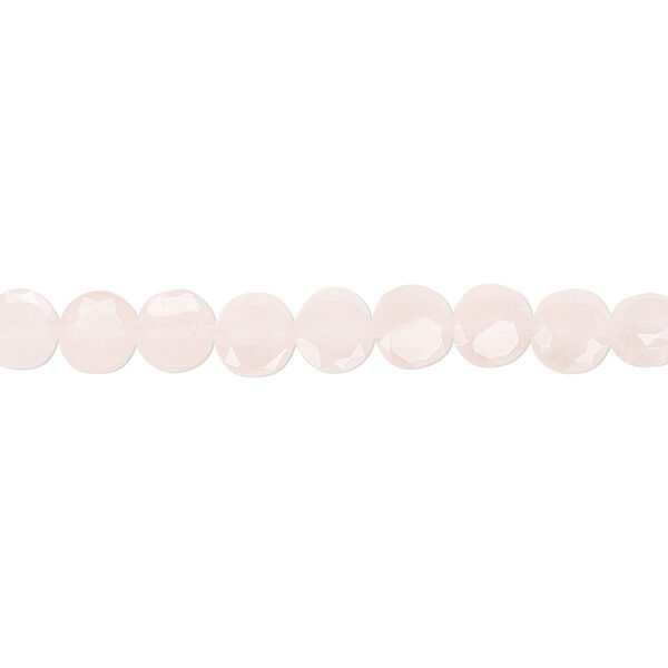 Rose quartz 1pkg1, faceted flat round bead natural 15.5-16 inch 5mm image number 0
