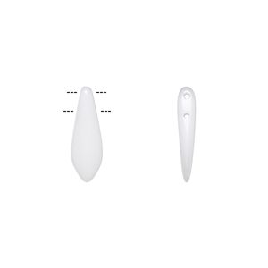 Bead, Czech pressed glass, opaque white, 16x5mm top-drilled dagger with 2 holes. Sold per pkg of 20.