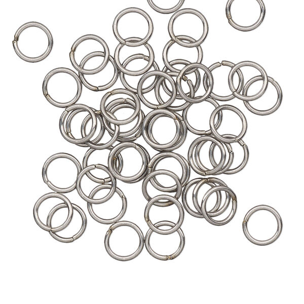 Jump ring, stainless steel, 6mm welded round, 4.4mm inside diameter, 20 gauge. Sold per pkg of 50. image number 0