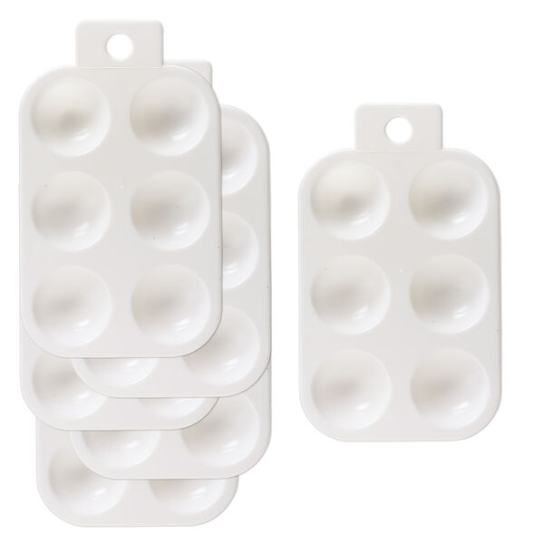 Tray, plastic, white, 5-1/4 x 3-1/2 inches with 6 round compartments and hanging tab. Sold per pkg of 6. image number 0