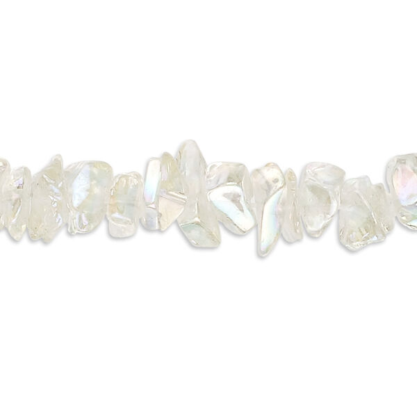 Bead, glass, translucent clear AB, small chip. Sold per 34-inch strand. image number 0
