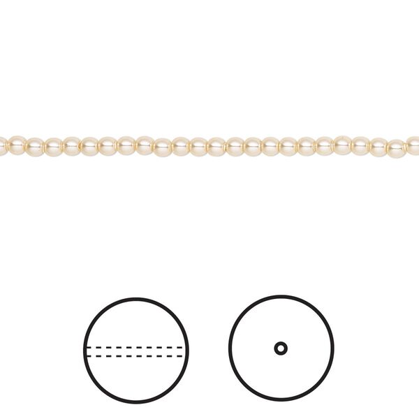 Pearl 100pk light gold, Crystal Passions® 2mm round 5810 image number 0