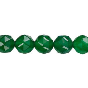 Green agate 1pkg1, rose-cut round bead 8 inch 8mm