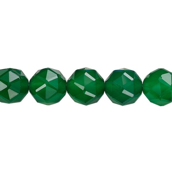 Green agate 1pkg1, rose-cut round bead 8 inch 8mm image number 0
