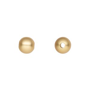 Bead, gold-plated brass with satin finish, 8mm round. Sold per pkg of 100.
