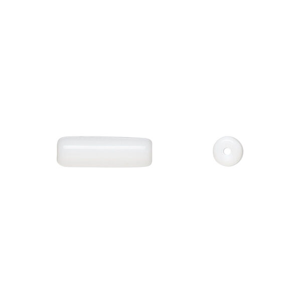 Bead, Czech pressed glass, opaque white, 14x4.5mm tube. Sold per 15-1/2" to 16" strand, approximately 30 beads. image number 0