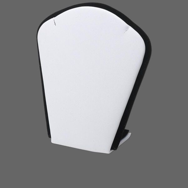 Display, necklace, leatherette and velveteen, white and black, 4-1/2 x 3-1/2 x 1-1/4 inches. Sold individually. image number 0