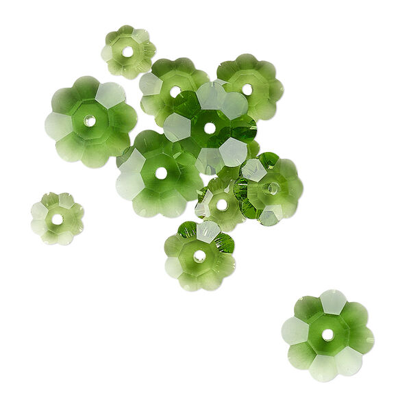 Margarita flower assortment 12pk transparent green, Celestial Crystal® 10x3.5mm 8x3mm 6x2mm flower bead image number 0