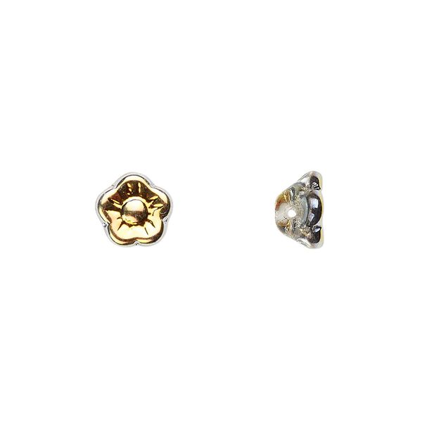 Bead, Czech pressed glass, clear vitrail, 8.5x6mm flower cone. Sold per pkg of 50. image number 0