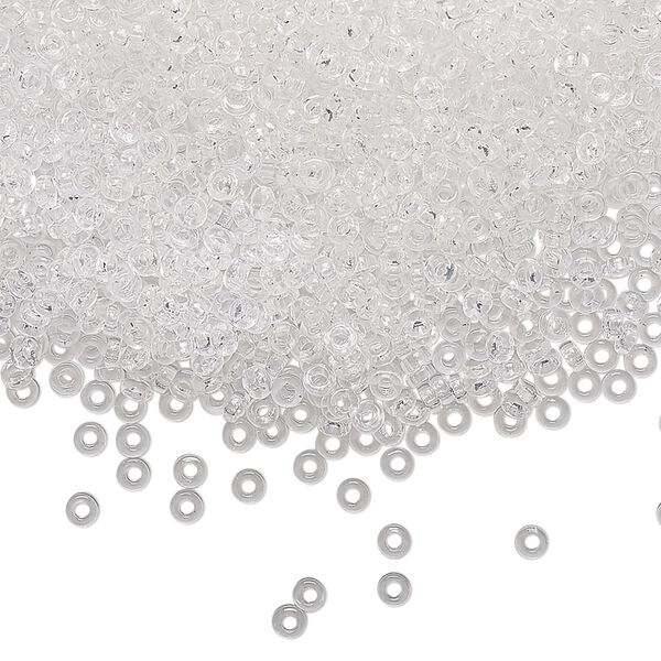 Seed bead, Miyuki, glass, pkg/10g, 2.2x1mm spacer rondelle, transparent clear, (SPR2.2-131). image number 0