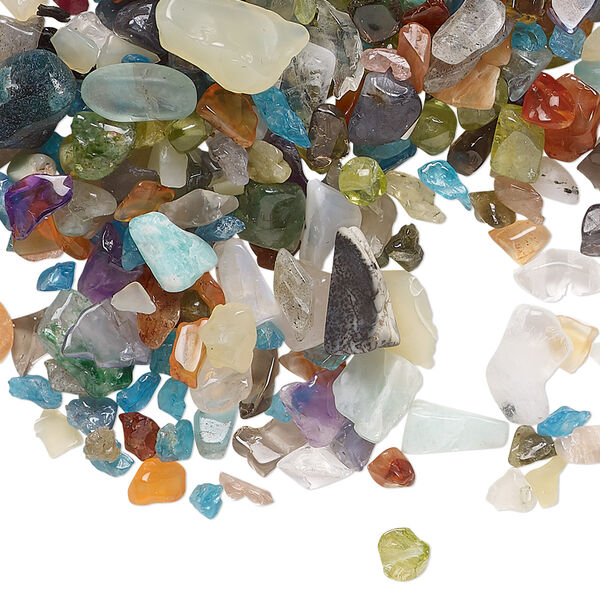Inlay chip, multi-gemstone (natural / heated / dyed), mini undrilled chip, Mohs hardness 3-1/2 to 7. Sold per 1-ounce pkg. image number 0