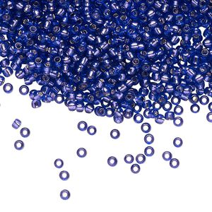 Seed bead, TOHO BEADS®, glass, pkg/7.5g, #11 round, transparent silver-lined purple (TR-11-2224).