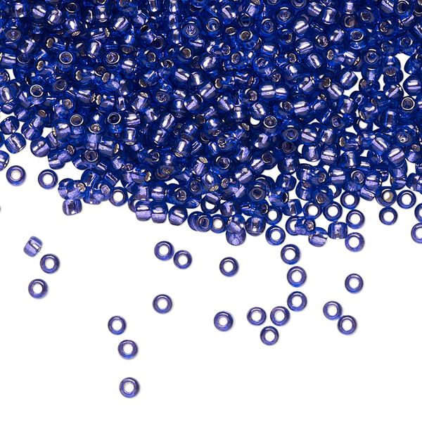 Seed bead, TOHO BEADS®, glass, pkg/7.5g, #11 round, transparent silver-lined purple (TR-11-2224). image number 0