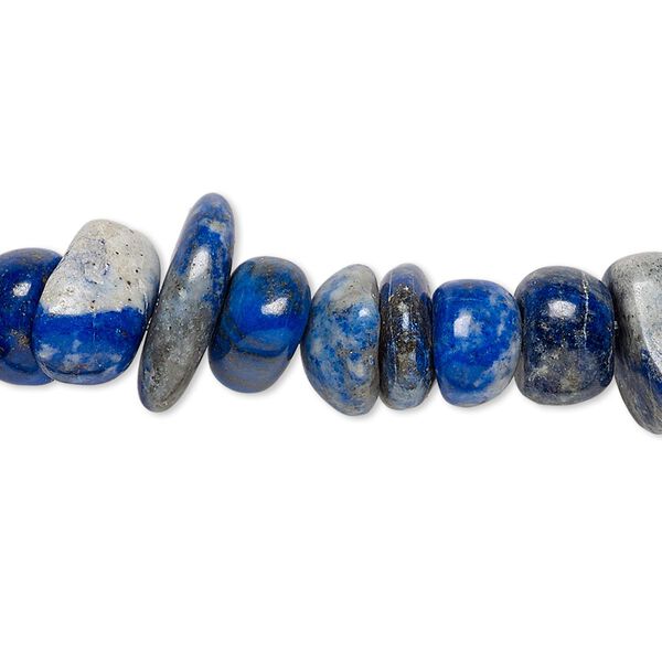Bead, lapis lazuli (natural), large chip and medium to extra-large pebble, Mohs hardness 5 to 6. Sold per 15-inch strand. image number 0