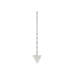 Paddle pin, cubic zirconia and rhodium-plated sterling silver, clear, 1-inch diamond-cut twisted with 5mm triangle, 22 gauge. Sold individually.