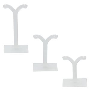 Display, earring, acrylic, frosted white, 2-1/2 x 2 x 1-1/4 inches / 3-1/8 x 2x1-1/4 inches / 4 x 2 x 1-1/4 inches. Sold per 3-piece set.