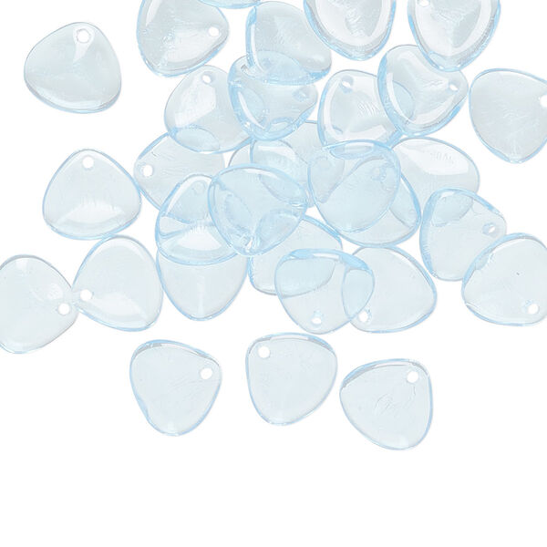 Drop, Preciosa, Czech pressed glass, translucent light turquoise blue, 8x7mm triangular teardrop. Sold per pkg of 30. image number 0