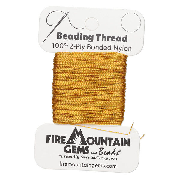 Thread, nylon, gold, size AA. Sold per 50-yard card. image number 0