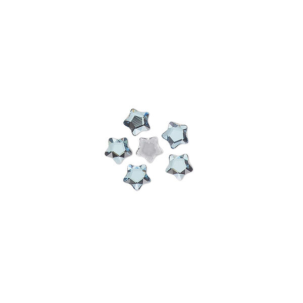 Flat back 6pk aquamarine foil back, Crystal Passions® hotfix rhinestone 4mm star flower 3754 image number 0