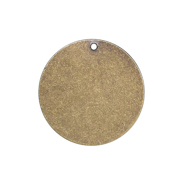 Drop, brass, 25mm double-sided blank flat round, 26 gauge. Sold per pkg of 4. image number 0