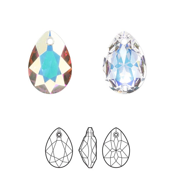 Drop 36pk crystal AB, Swarovski® 16mm pendant pear cut 6433 image number 0