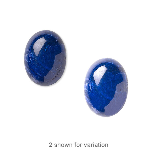 Cabochon, howlite (dyed), lapis blue, 16x12mm calibrated oval, B grade, Mohs hardness 3 to 3-1/2. Sold per pkg of 6. image number 0